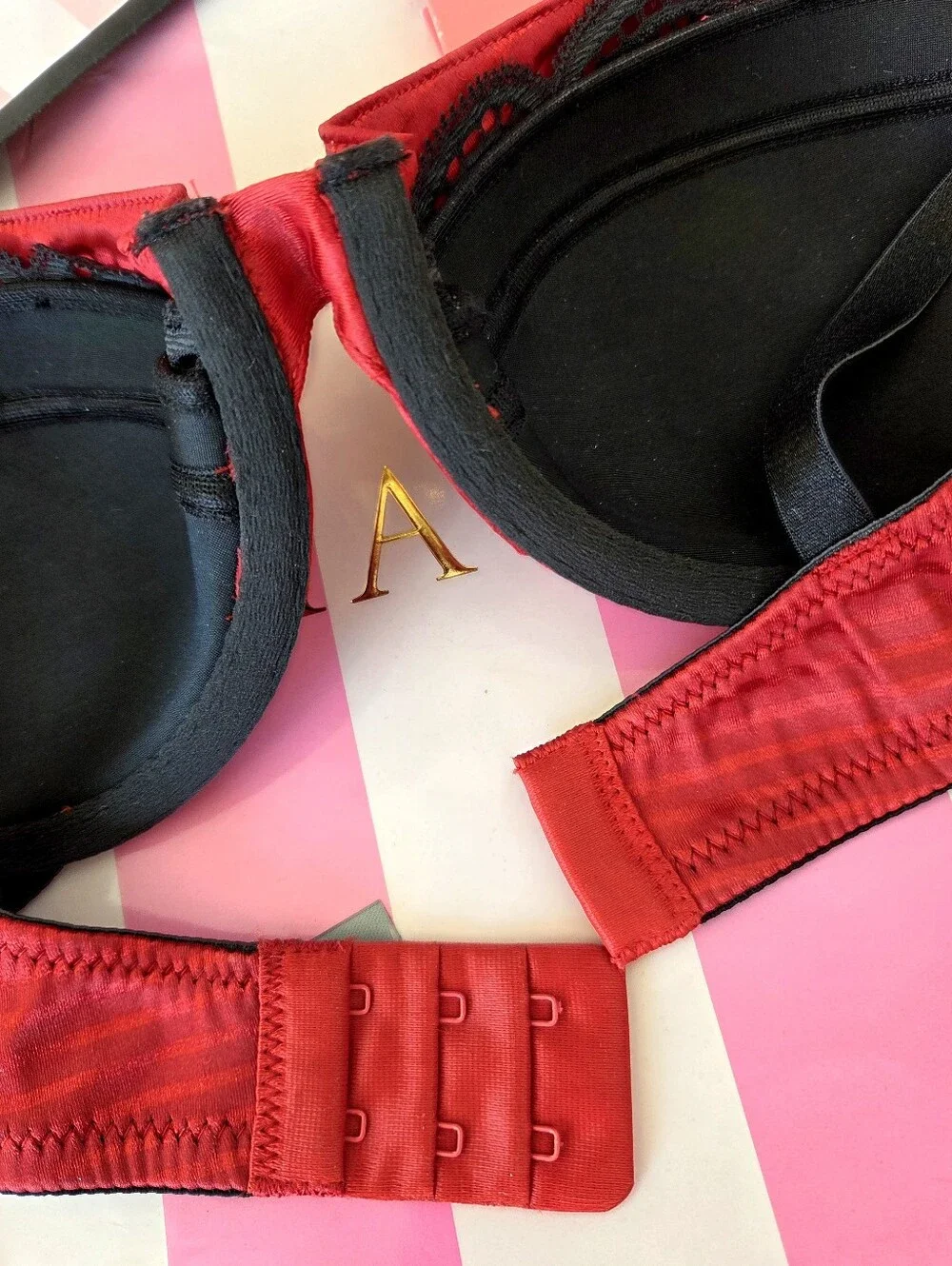 Victoria's Secret Chantal Thomass VTG Lingerie Bra NWOT Red Lace Stripes RARE